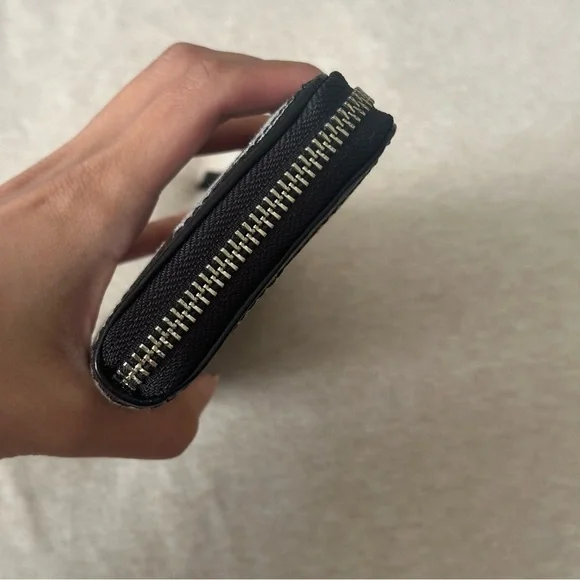 Coach Signature Black and Gray Zip Wallet - Picture 7 of 8